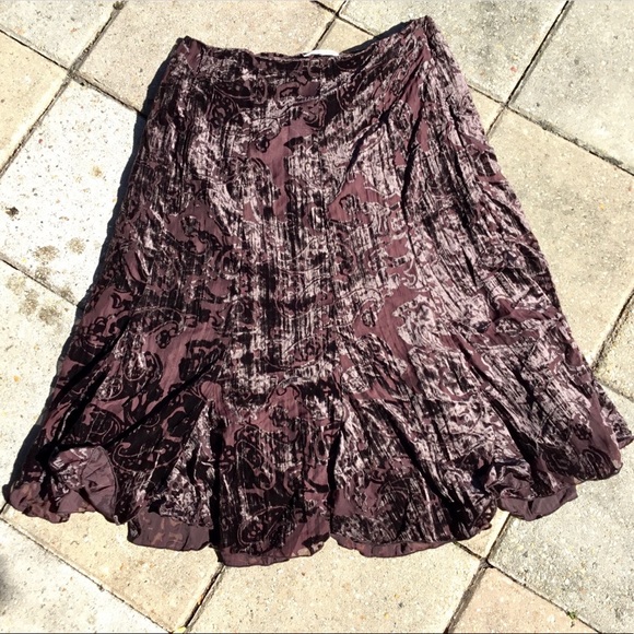 Coldwater Creek Burnt Velvet Flowy Brown Whimsigoth Skirt - Picture 8 of 9